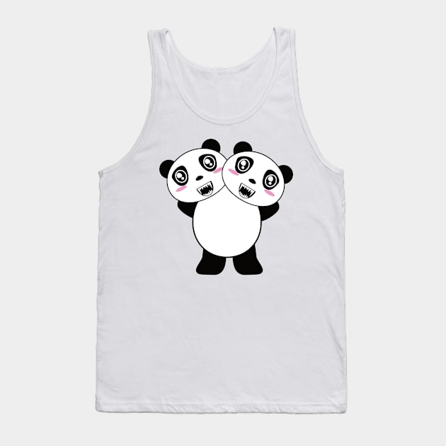 Scary Two Headed Panda Tank Top by emojiawesome